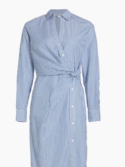 Veronica Beard Women's Wright Light Blue White Striped Midi Dress product