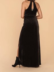 Dassia Velvet Maxi Halter Dress