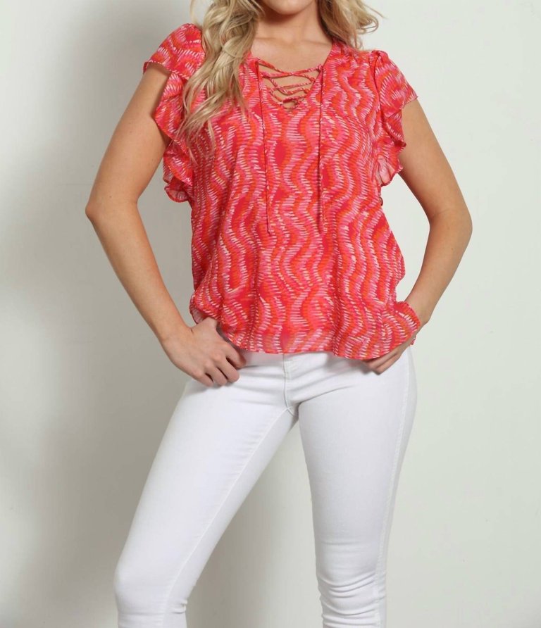 Lace Up Ruffle Blouse - Inca