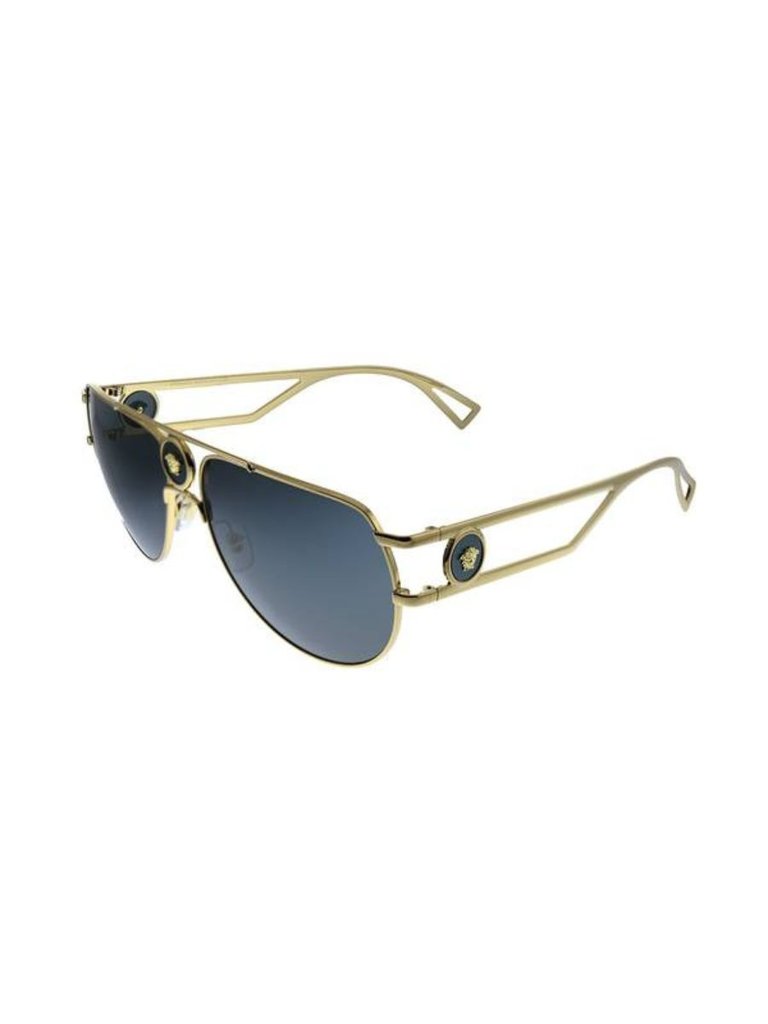 Aviator Metal Sunglasses With Grey Lens - Gold