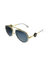 Aviator Metal Sunglasses With Grey Lens - White