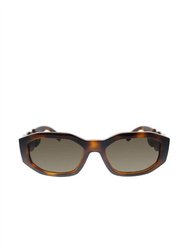 Geometric Plastic Sunglasses With Brown Lens In Havana - Havana