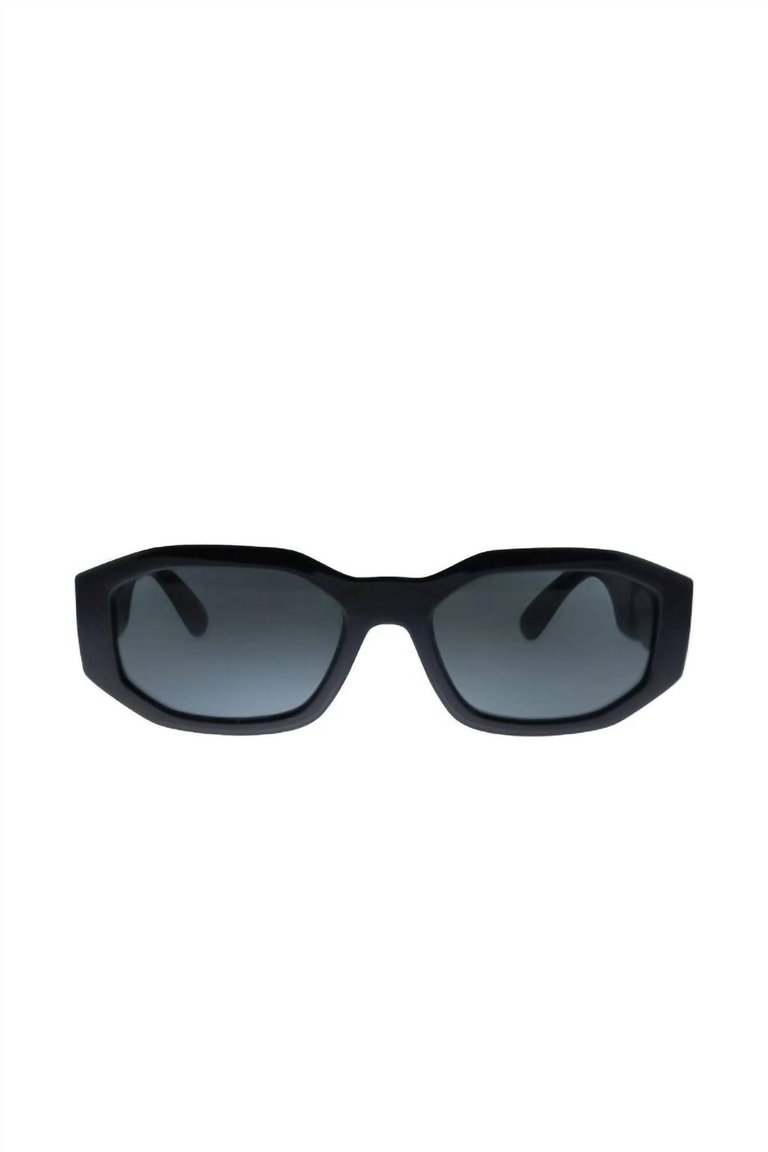 Geometric Plastic Sunglasses With Grey Lens In Black