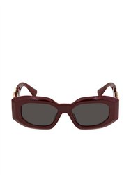 Irregular Plastic Sunglasses With Dark Grey Lens In Bordeaux