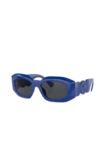 Versace Irregular Plastic Sunglasses With Dark Grey Solid Color Lens In Blue product