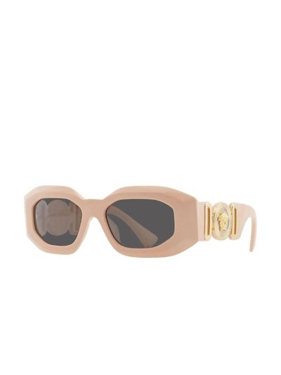 Versace Irregular Plastic Sunglasses With Dark Grey Solid Color Lens In Pink product