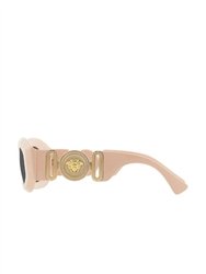 Irregular Plastic Sunglasses With Dark Grey Solid Color Lens In Pink