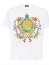 Couture Men's White Colorful Medusa Logo Short Sleeve T-Shirt - White