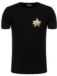 Men's Black Gold Star T-Shirt - Black