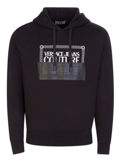Versace Jeans Men's Black White Logo Hooded Sweatshirt,Black product