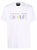 Men's White Multi Color Logo Short Sleeve Crew Neck T-Shirt - White
