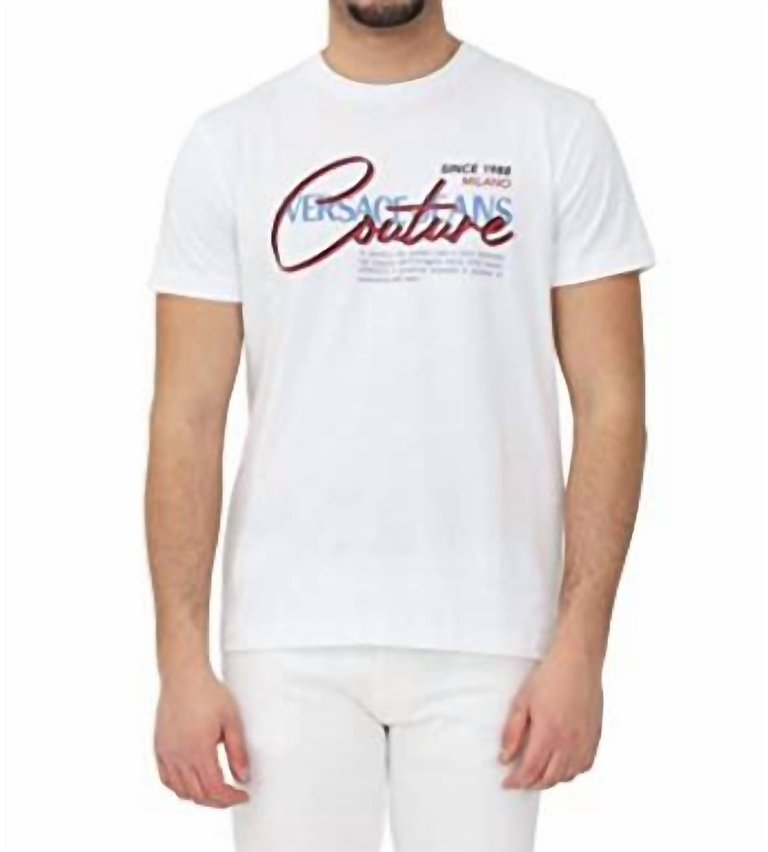 Men Cotton Script Logo T-Shirt - White