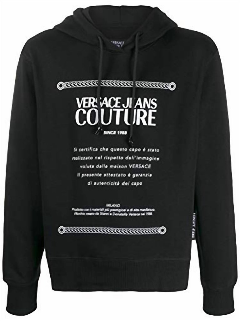 Men Hooded Pullover Sweatshirt - Black