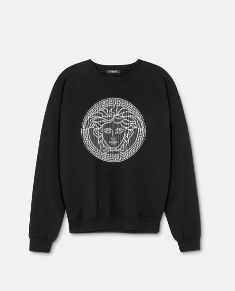 Men Medusa Baroque Pullover Sweatshirt - Black