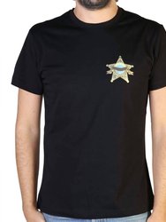 Men'S Gold Star Logo Short Sleeve Crew Neck T-Shirt - Black