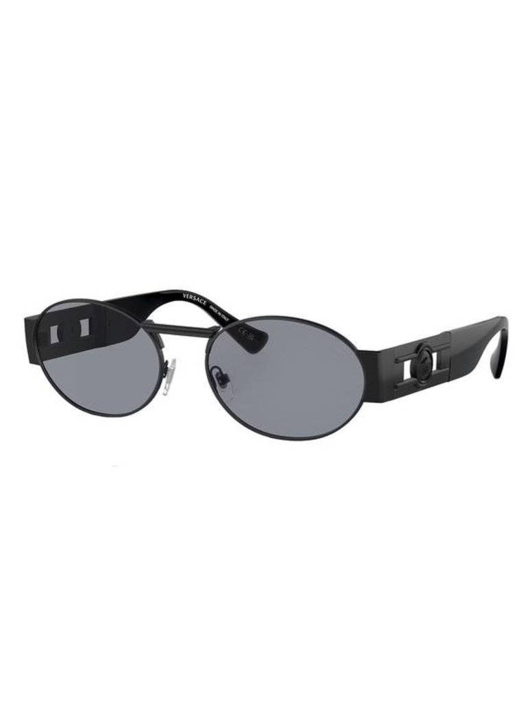 Oval Metal Sunglasses With Grey Lens - Black