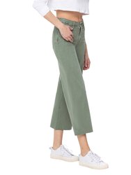 Army Green - High Rise Crop Wide Leg Jeans