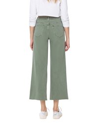 Army Green - High Rise Crop Wide Leg Jeans