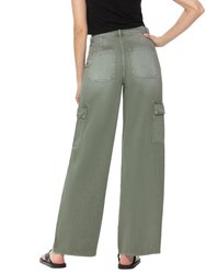 Army Green - High Rise Utility Cargo Wide Leg Jeans