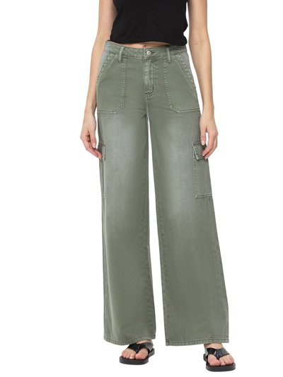 Vervet Denim Army Green - High Rise Utility Cargo Wide Leg Jeans product