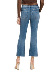 Feasibly - High Rise Clean Cut Hem Cropped Flare Jeans