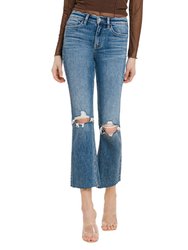 Feasibly - High Rise Clean Cut Hem Cropped Flare Jeans - Medium