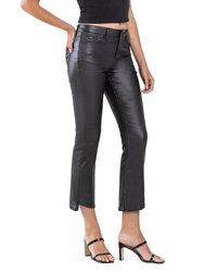 Jet Black - High Rise Polymer Coated Flare Jeans