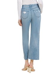Shiny - Mid Rise Cropped Wide Leg Jeans