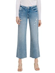 Shiny - Mid Rise Cropped Wide Leg Jeans - Light