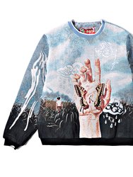 Crucified//Butterfly Jacquard Crewneck Sweatshirt - Blue