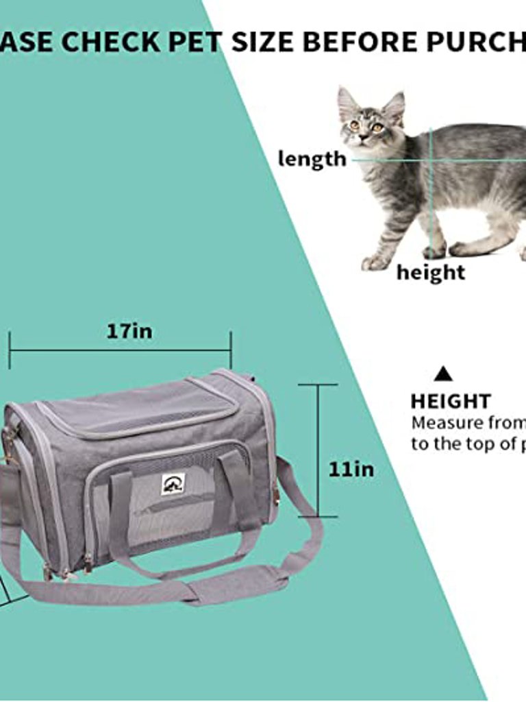 17" Airline Approved Pet Carrier Bag (Grey)