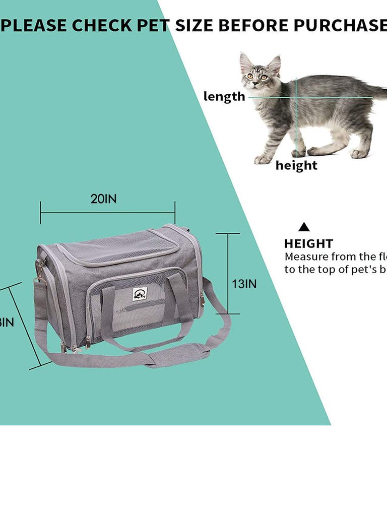 20" Airline Approved Pet Carrier Bag (Grey)