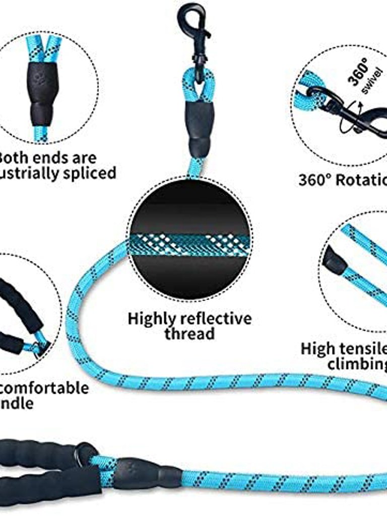 5 Ft Dog Leash Set Of 2 (Black, Blue)