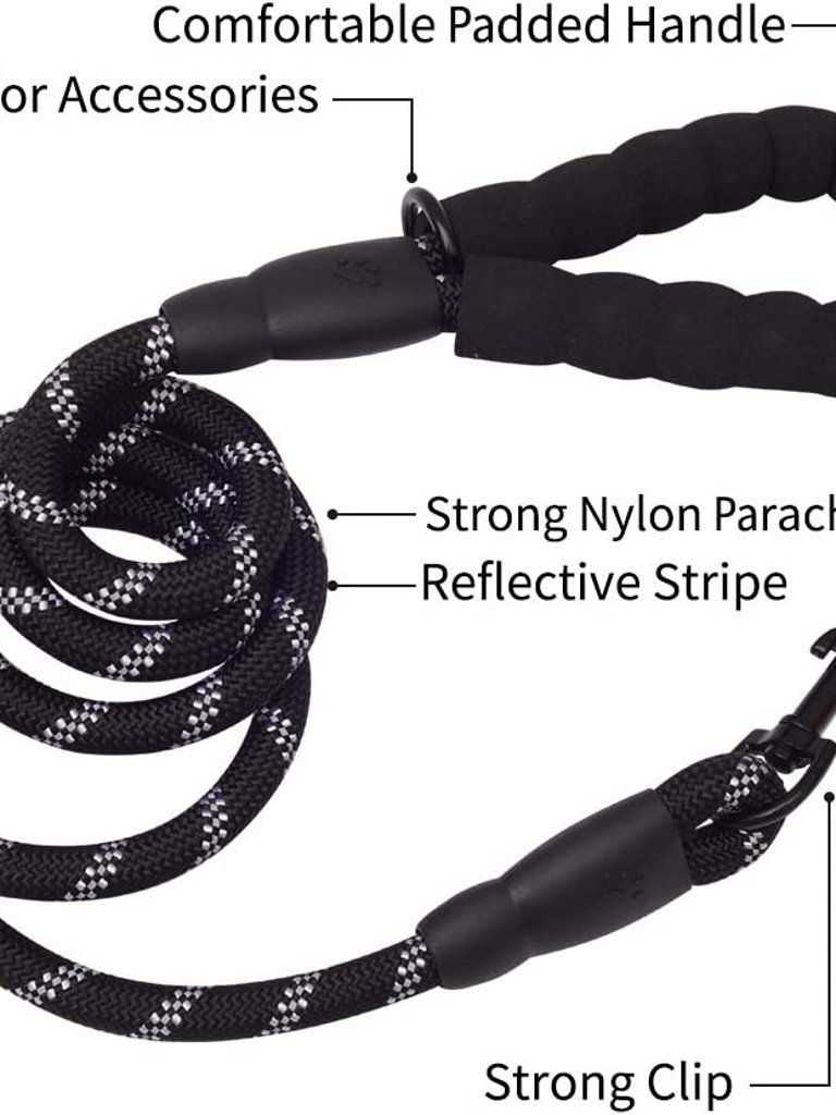 5 Ft Thick Highly Reflective Dog Leash- Black