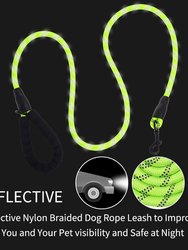 5 Ft Thick Highly Reflective Dog Leash-Green
