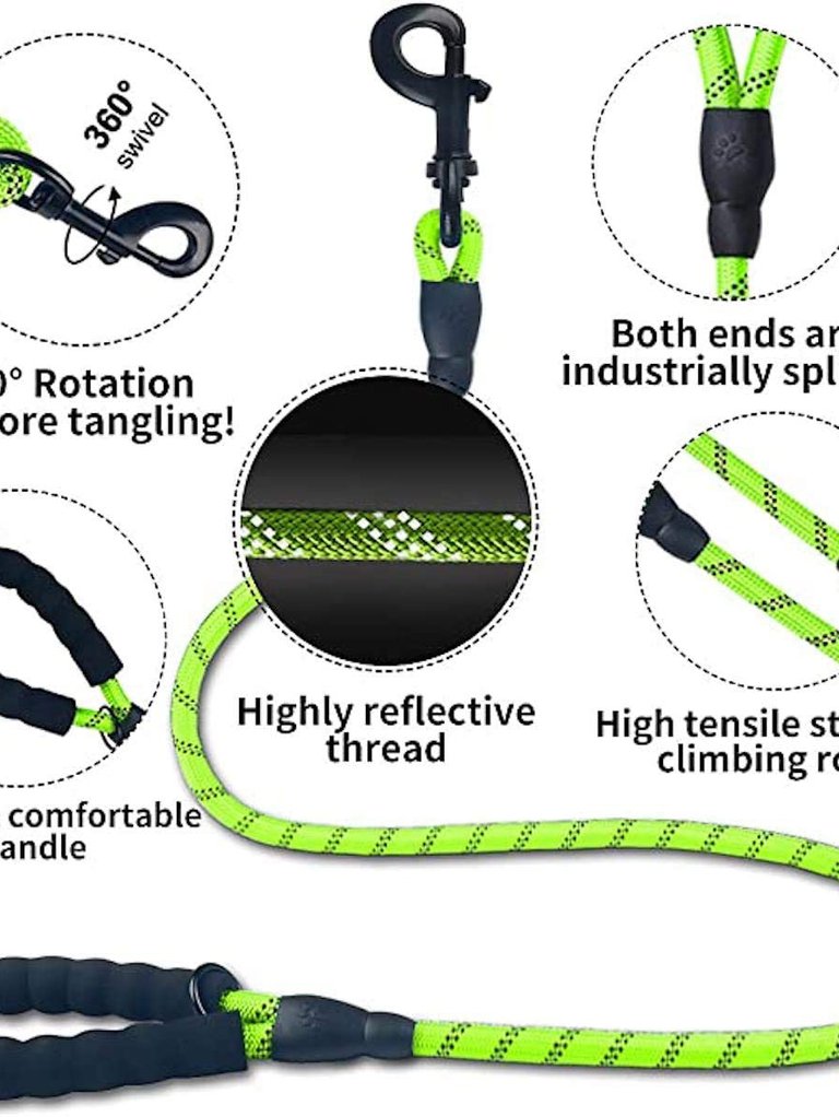 6 Ft Thick Highly Reflective Dog Leash- Green