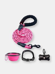 6 Ft Thick Highly Reflective Dog Leash-Pink