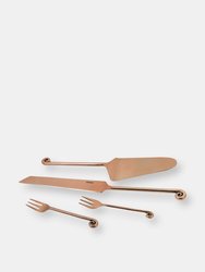 Cake Cutting Serving Set with Forks (Copper Finish, Circle Design)