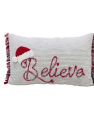 Christmas Throw Pillow For Couch - Believe - White