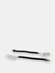 Cocktail Forks Set Of 6 (Black Twisted Handle)