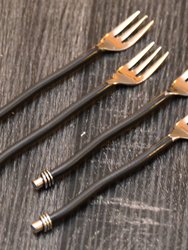 Cocktail Forks Set Of 6 (Black Twisted Handle)