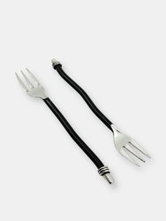 Cocktail Forks Set Of 6 (Black Twisted Handle)