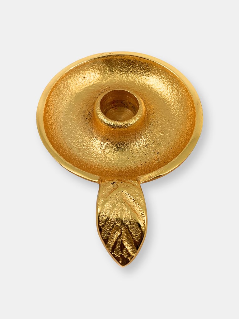 Golden Taper Candlestick Holder Dish