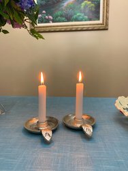 Silver Taper Candlestick Holder Dish