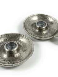 Silver Taper Candlestick Holder Dish