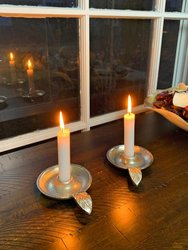 Silver Taper Candlestick Holder Dish