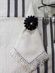 Table Cloth Napkins Set of 4 With Black Embroiderey