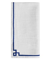 Table Cloth Napkins With Blue Embroiderey, Set Of 4 - Blue Embroiderey