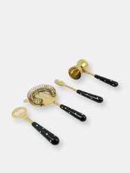 Vibhsa Bar Tools Accessories & Bar Tending Kit Set Of 4 For Home Bar (Golden Black)