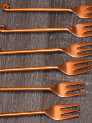 Vibhsa Copper Finish Appetizer Forks Set Of 6